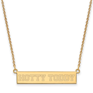 Sterling Silver Gold-plated LogoArt University of Mississippi Hotty Toddy Small Bar 18 inch Necklace
