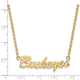Sterling Silver Gold-plated LogoArt The Ohio State University Medium Buckeyes Script 18 inch Necklace