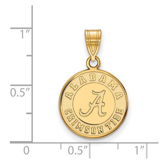 14k Gold LogoArt University of Alabama Crimson Tide Medium Disc Pendant