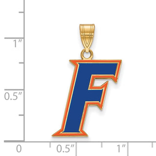 Sterling Silver Gold-plated LogoArt University of Florida Letter F Large Enameled Pendant