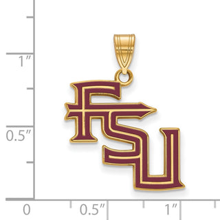 Sterling Silver Gold-plated LogoArt Florida State University F-S-U Large Enameled Pendant