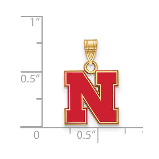 Sterling Silver Gold-plated LogoArt University of Nebraska Letter N Small Enameled Pendant