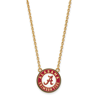 Sterling Silver Gold-plated LogoArt University of Alabama Crimson Tide Large Enameled Pendant 18 inch Necklace