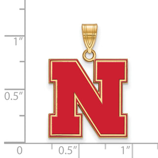 Sterling Silver Gold-plated LogoArt University of Nebraska Letter N Large Enameled Pendant