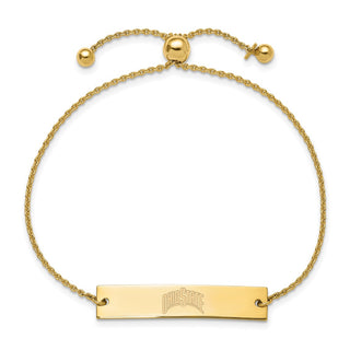 Sterling Silver Gold-plated LogoArt The Ohio State University Small Bar Adjustable 9 inch Bracelet