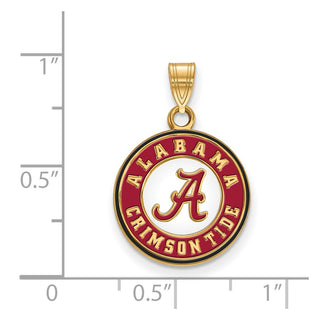 Sterling Silver Gold-plated LogoArt University of Alabama Crimson Tide Medium Enameled Disc Pendant