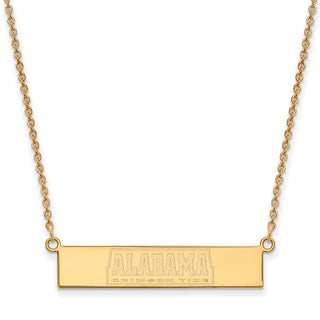 Sterling Silver Gold-plated LogoArt University of Alabama Crimson Tide Small Bar 18 inch Necklace