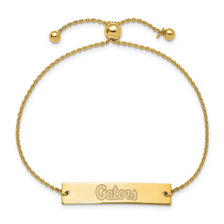 Sterling Silver Gold-plated LogoArt University of Florida Gators Script Small Bar Adjustable 9 inch Bracelet