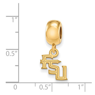 Sterling Silver Gold-plated LogoArt Florida State University F-S-U Extra Small Dangle Bead Charm