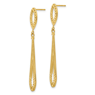 14k Yellow Gold 48mm Diamond-cut Dangle Post Earrings