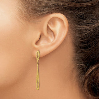 14k Yellow Gold 48mm Diamond-cut Dangle Post Earrings