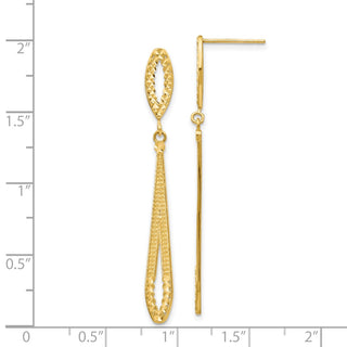 14k Yellow Gold 48mm Diamond-cut Dangle Post Earrings