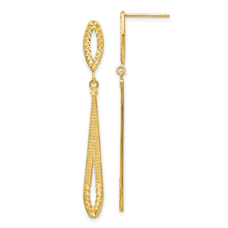 14k Yellow Gold 48mm Diamond-cut Dangle Post Earrings