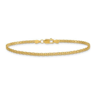7" 14k Yellow Gold 1.8mm Lightweight Flat Bismark Chain Bracelet