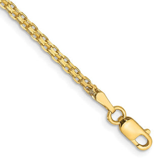 7" 14k Yellow Gold 1.8mm Lightweight Flat Bismark Chain Bracelet