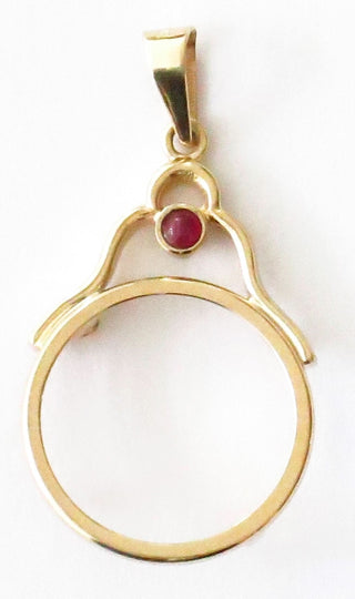 14K Yellow Gold Bezel 1/10 American Eagle, 1/10 Krugerrand Pendant (Coin not included) 16.5 mm