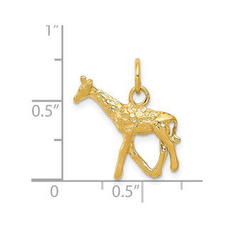 14k Yellow Gold Solid Polished 3-D Giraffe Charm