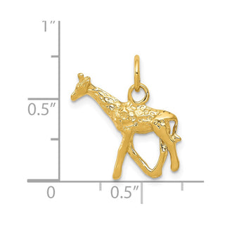 14k Yellow Gold Solid Polished 3-D Giraffe Charm