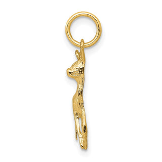 14k Yellow Gold Polished Open-Backed Deer Charm