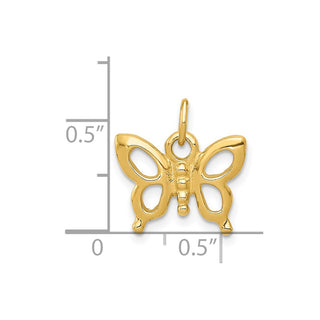 14k Yellow Gold Solid Polished Butterfly Charm