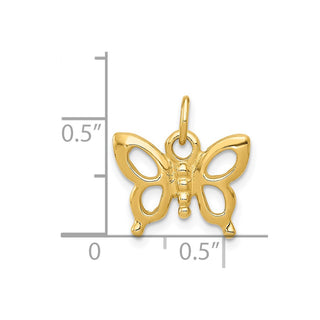 14k Yellow Gold Solid Polished Butterfly Charm