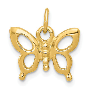 14k Yellow Gold Solid Polished Butterfly Charm