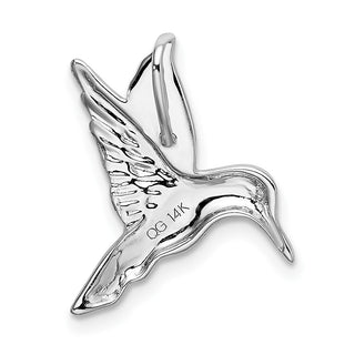14k White Gold Polished Open-Backed Hummingbird Slide