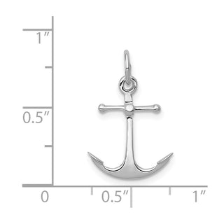 14k White Gold Solid Polished 3-D Anchor Charm K1058