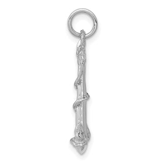 14k White Gold Solid Polished 3-D Anchor Charm K1059