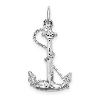 14k White Gold Solid Polished 3-D Anchor Charm K1059