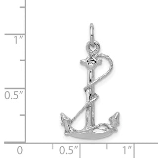 14k White Gold Solid Polished 3-D Anchor Charm K1059