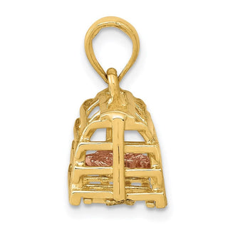 14k Yellow and Rose Gold Polished 3-Dimensional Lobster Trap Pendant