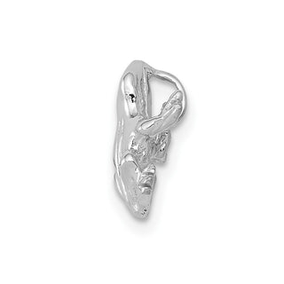14k White Gold Solid Polished 3-D Frog Pendant