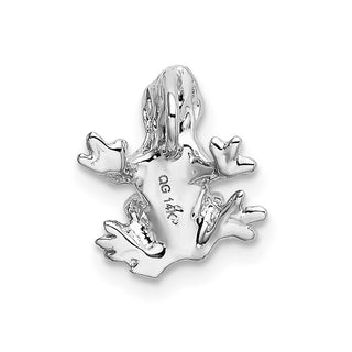 14k White Gold Solid Polished 3-D Frog Pendant