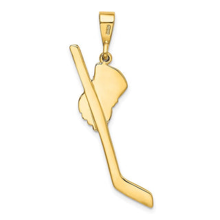 Mens 14k Yellow Gold And Rhodium Solid Polished Hockey Stick Pendant