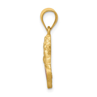 14k Yellow Gold Enameled Angel On Heart Pendant
