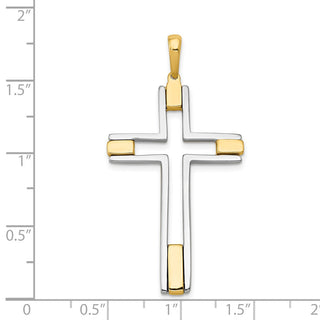 14k Yellow and White Gold Fancy Latin Cross Pendant K1200