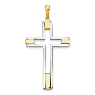 14k Yellow and White Gold Fancy Latin Cross Pendant K1200