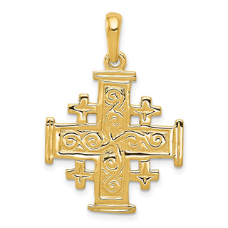 14k Yellow Gold Jerusalem Cross Pendant K1232