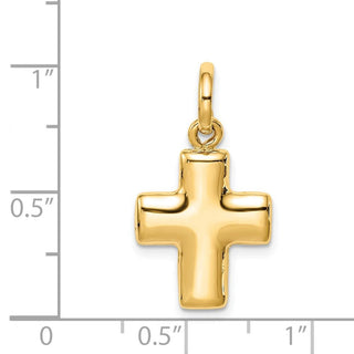 14K Yellow Gold Puffed Cross Charm