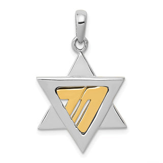 14k Yellow and White Gold Star Of David Pendant K1270