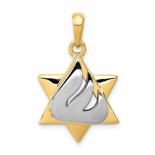 14k Yellow and White Gold Star Of David Pendant K1275