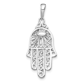 14k White Gold Simulated Turquoise Filigree Chamseh Pendant