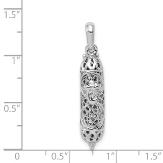 14k White Gold Mezuzah Pendant