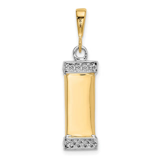 14k Yellow and White Gold Mezuzah Pendant K1314