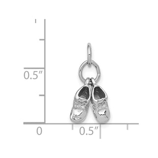 14k White Gold 3D Moveable Baby Shoes Charm