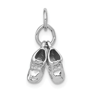 14k White Gold 3D Moveable Baby Shoes Charm