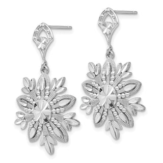 14k White Gold 31mm Fancy Snowflake Dangle Earrings