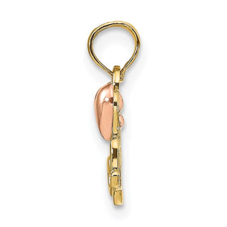 14k Yellow and Rose Gold Polished Mom w/ Heart Pendant
