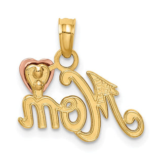14k Yellow and Rose Gold Polished Mom w/ Heart Pendant